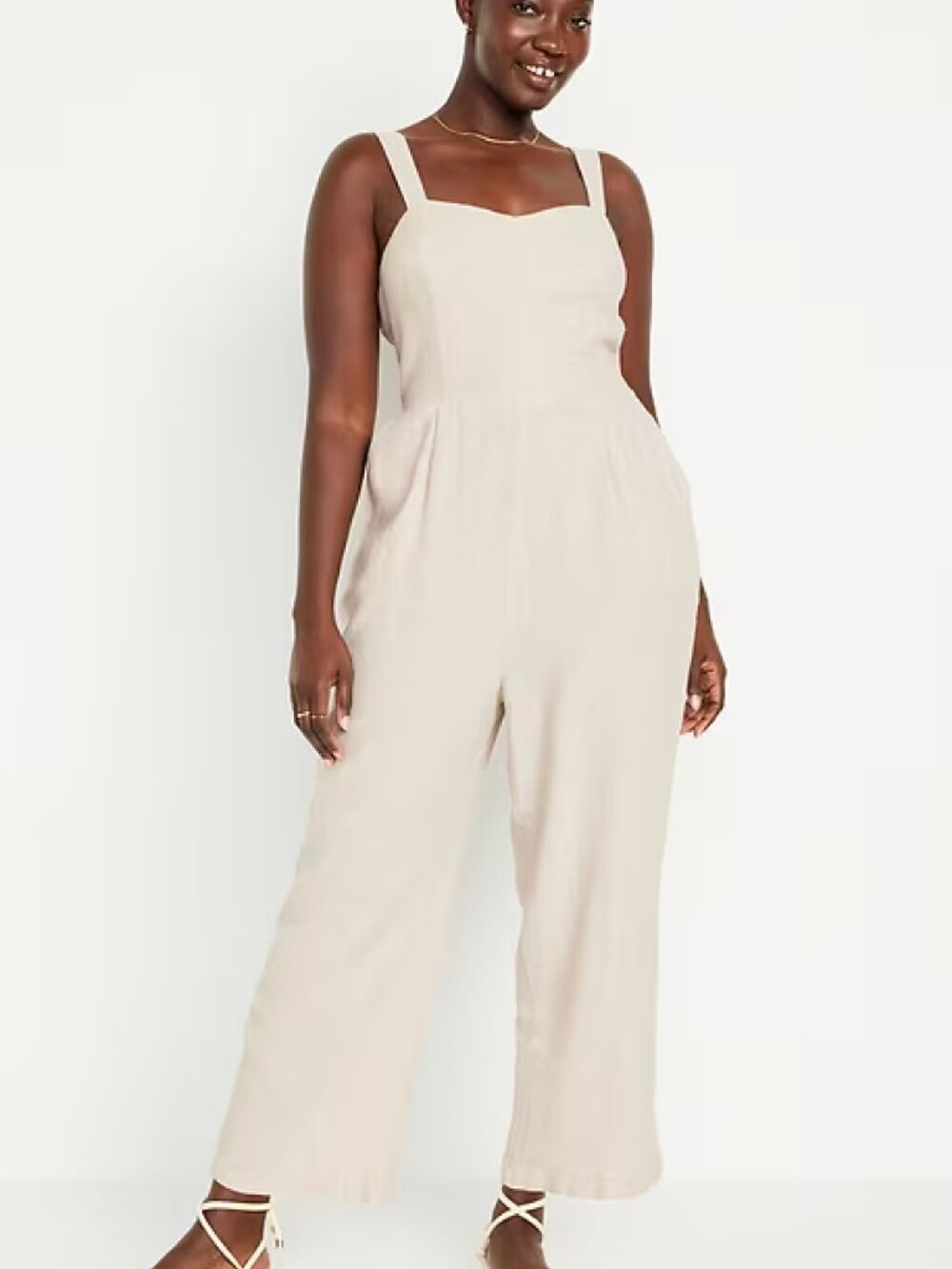 Fit & Flare Linen-Blend Jumpsuit